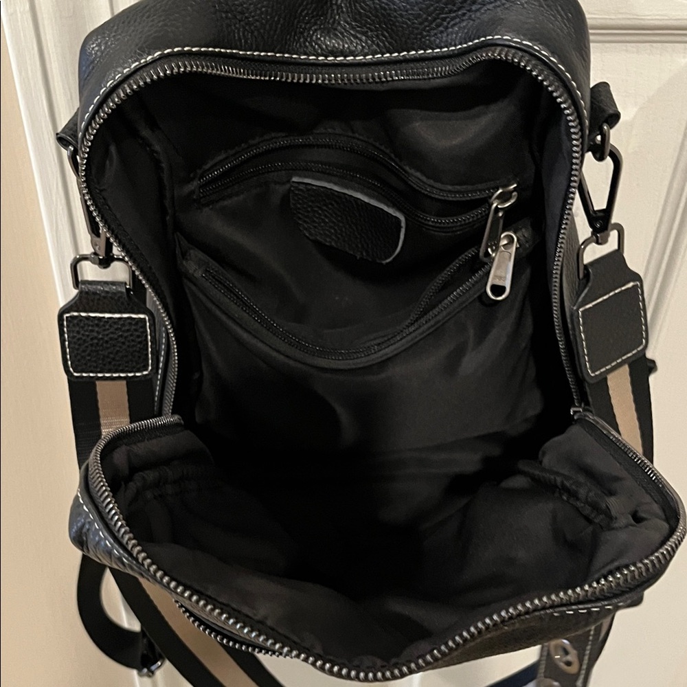 Black Leather Backpack Purse - Picture 3 of 5